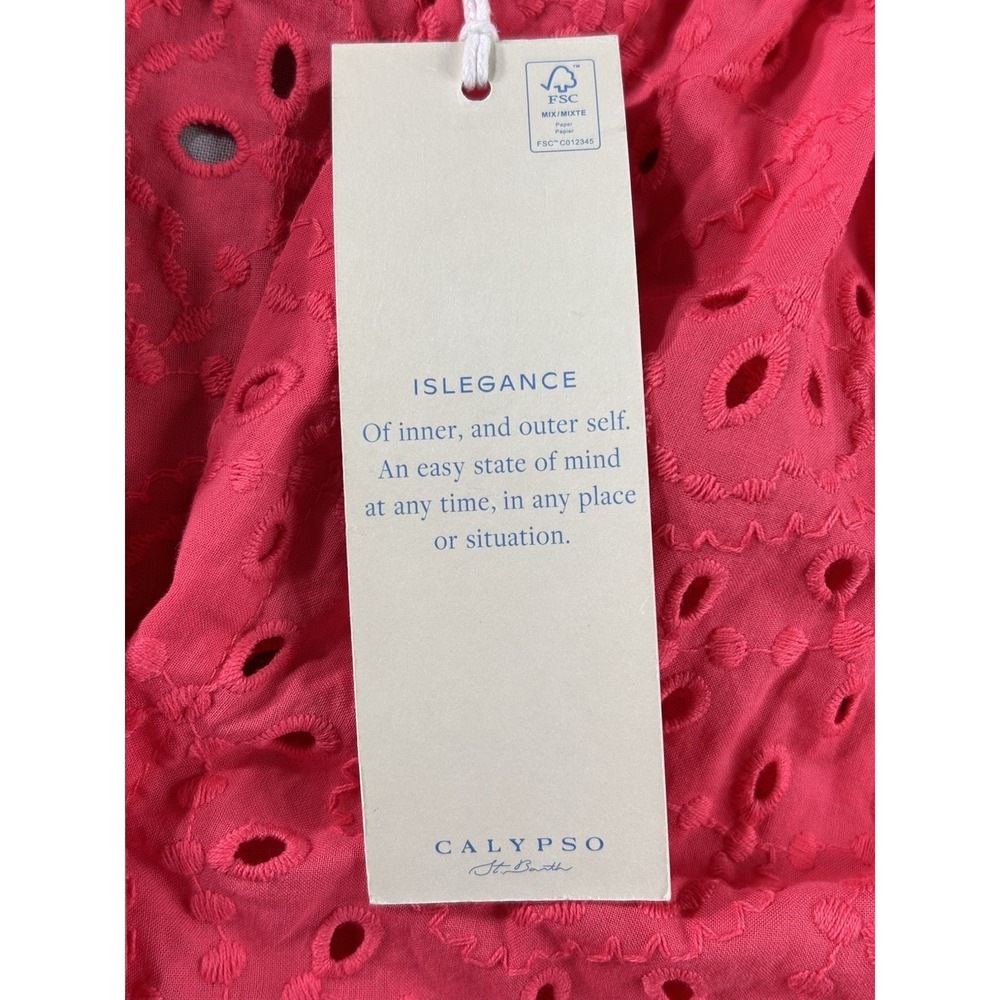 Calypso St. Barth eyelet blouse in a vibrant hot pink 1X Resort Vacation Beach‎ - Picture 4 of 8